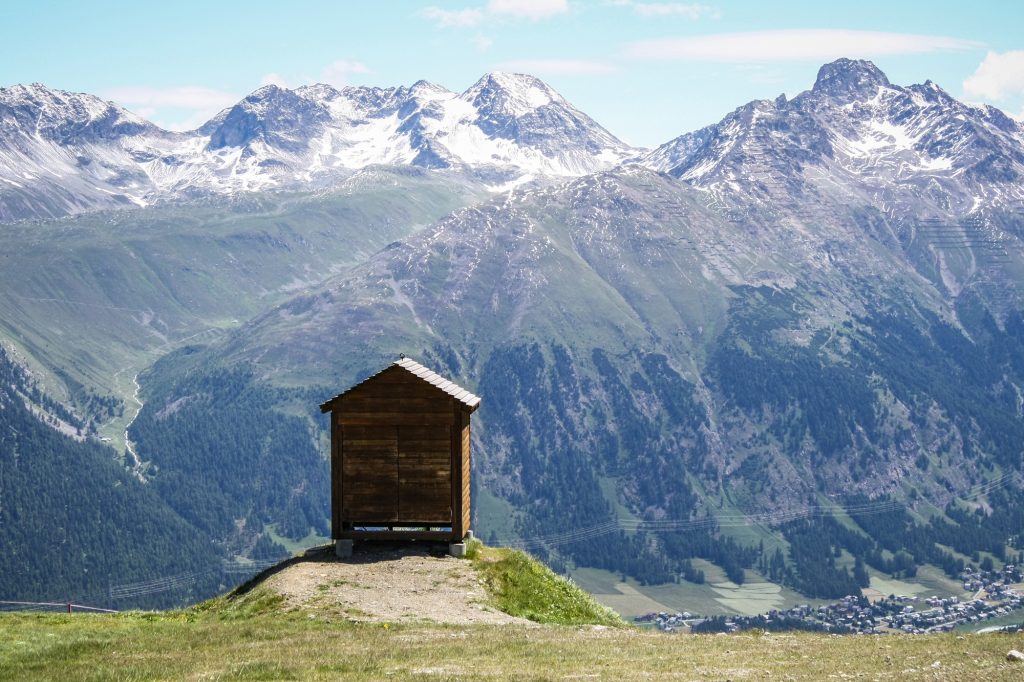 high mountain wood cabin refuge
