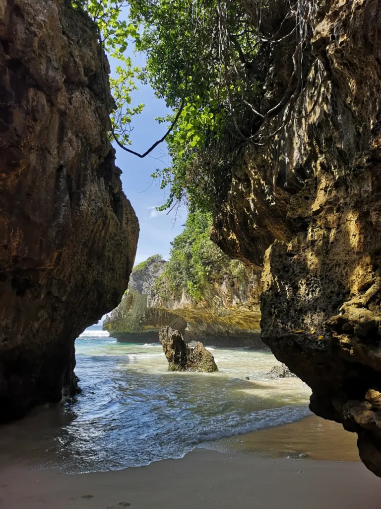 Discover the stunning natural beauty of Suluban Beach with its captivating rock formations and coastal views.