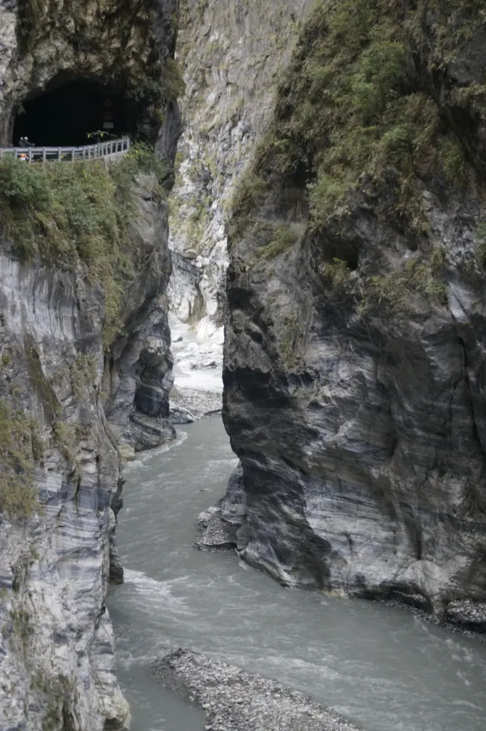 Breathtaking view of the marble gorge and river in Taroko National Park, Hualien.