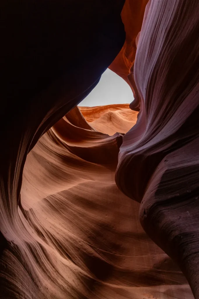 Explore the mesmerizing curves and textures of Antelope Canyon in Arizona's stunning landscapes.