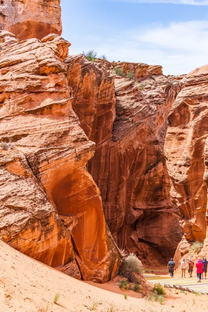 Explore the mesmerizing red rock formations of a slot canyon in Arizona, perfect for outdoor enthusiasts.